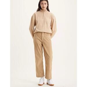 Levi's Corduroy Ribcage Pants Straight Ankle High Rise Women's Tan Size 30